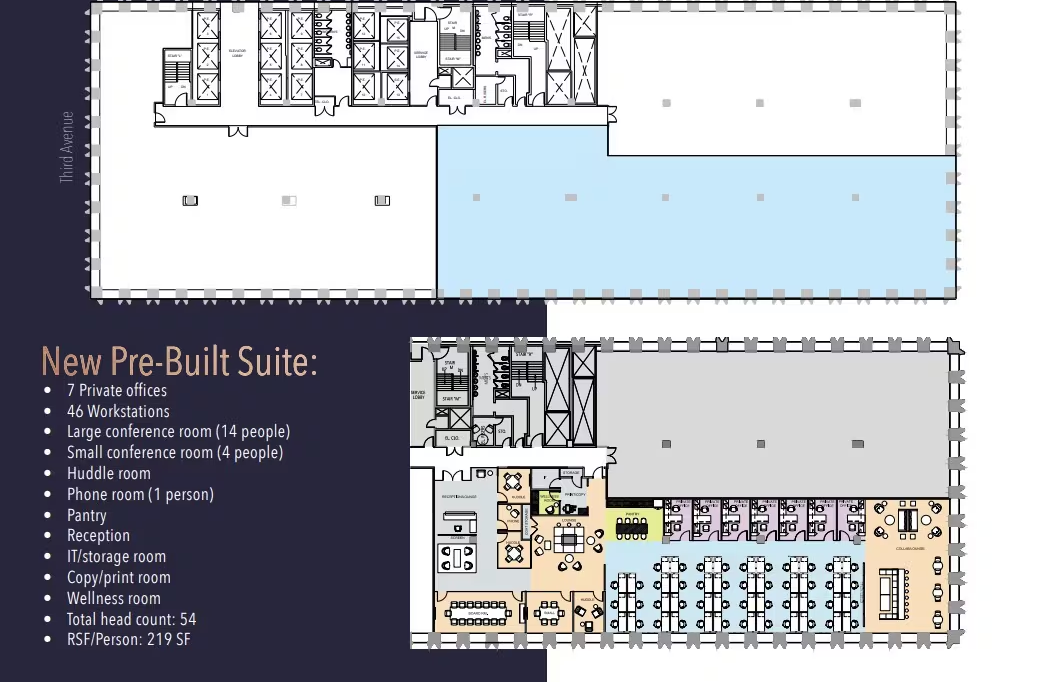Third Ave, Plaza District, Pre-Built Office Space For Lease 12,200 SF