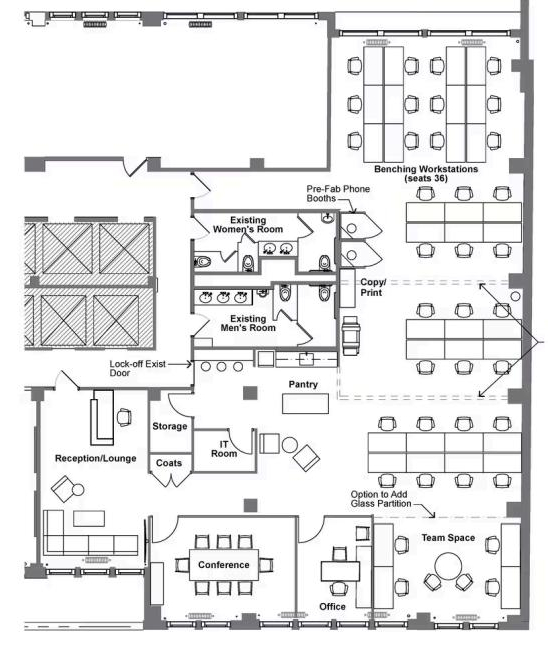 W 38th St, Garment District, Fully Built-Out Office Space For Rent 5,000 - 5,700 SF